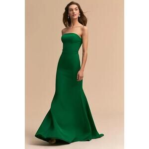 Anthropologie Green Strapless Maxi Dress